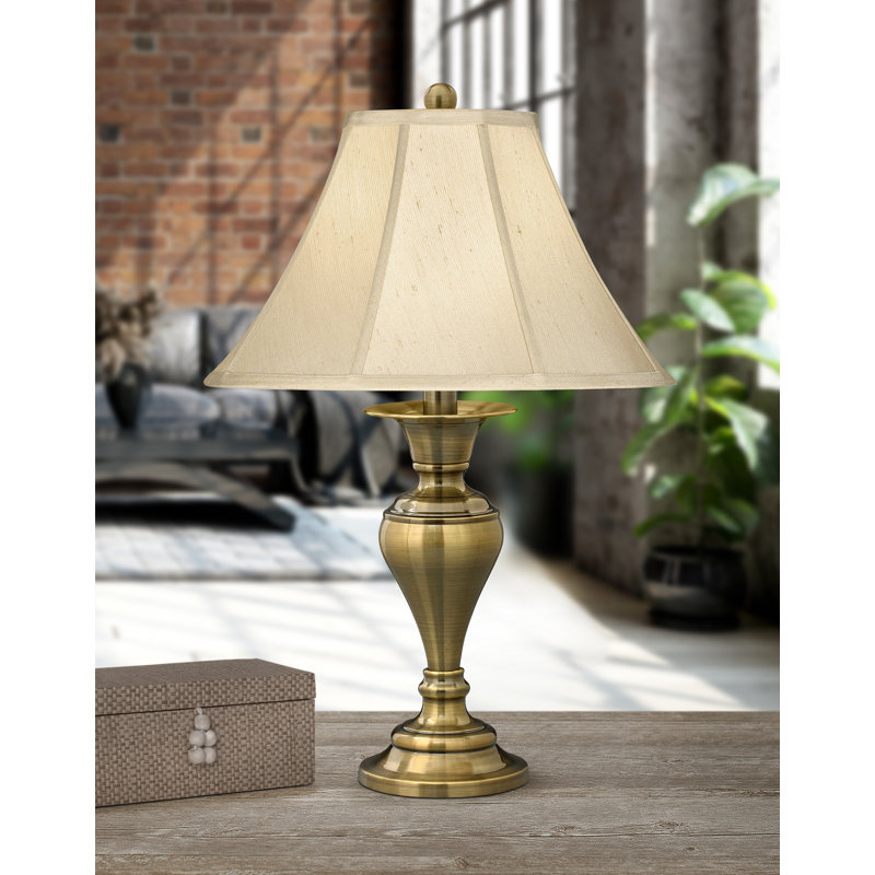 Dover 29" Satin Antique Brass Table Lamp, Dark Beige
