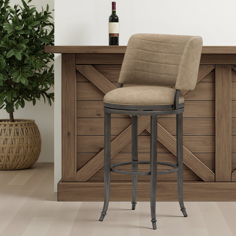 Ensemble de 2 tabourets de bar pivotants en similicuir Conwell, Brun, Tabouret de bar (siège d'une hauteur de 30 po)
