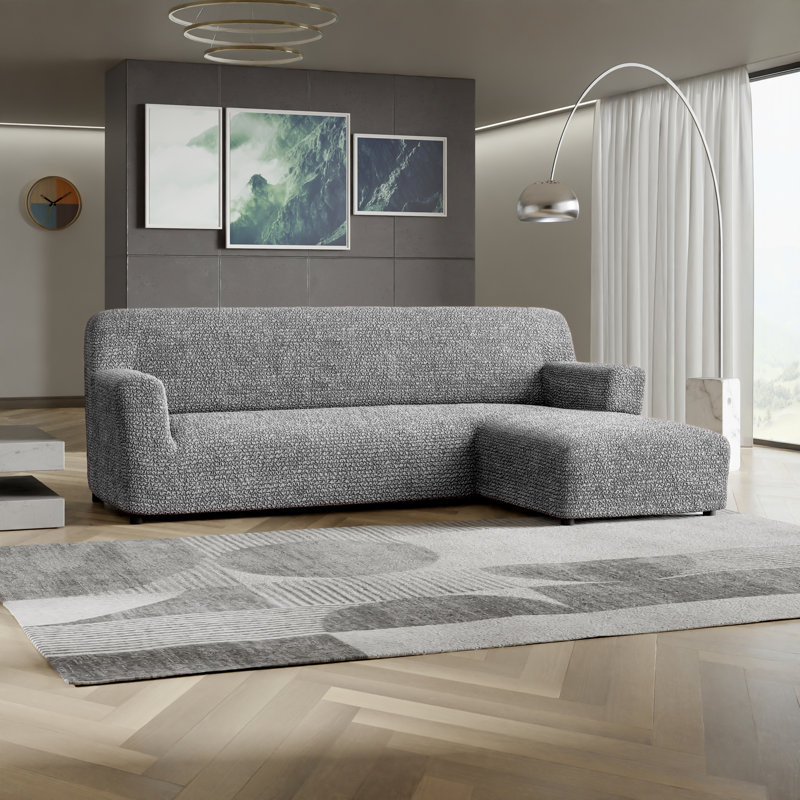 Housse extensible pour canapé modulaire - Facile à nettoyer et durable - Collection Comfort, Cendré, Right-Facing Chaise