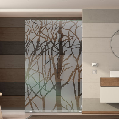 Paroi de douche en verre trempé l 33 1/2 po x H 75 po avec motif sablé givré