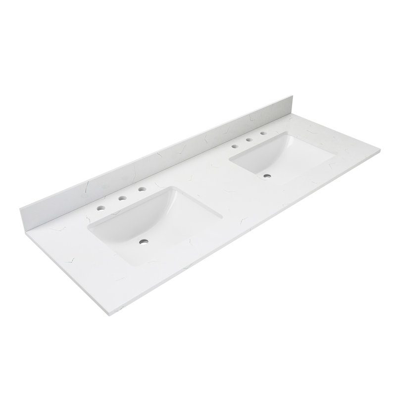 Comptoir de meuble-lavabo blanc 61 "avec double évier Carrara