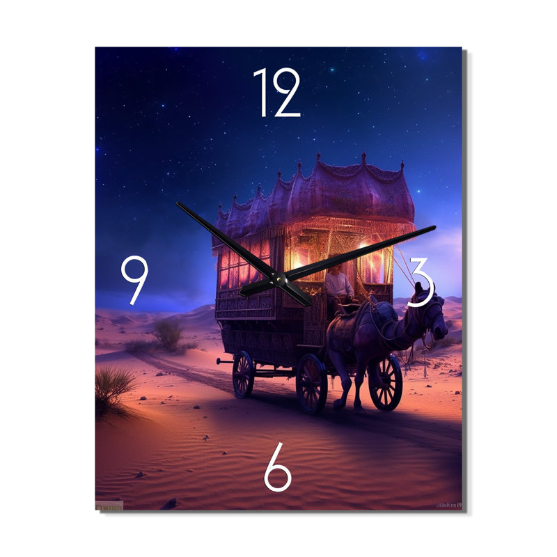 Horloge murale abstraite Gyspy Wagon Under Magical, Grand