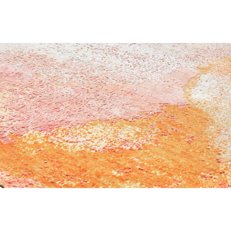 Hand Woven Cotton and Silk Abstract Area Rug, Rectangle 9' x 12'