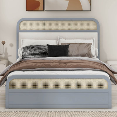 Grand lit plateforme en bois avec lit gigogne et tiroirs