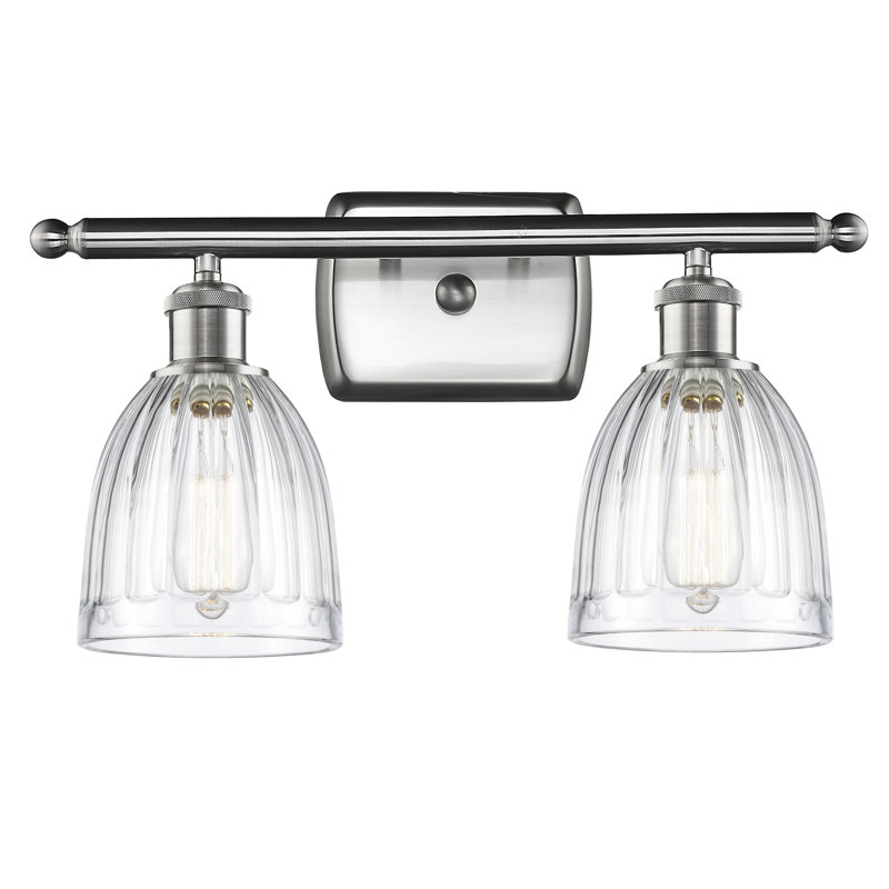 Éclairage pour salle de bain 2 lumières Whitten, Transparent, Ampoule DEL 6 watts Vinage, Nickel satiné brossé