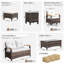 Ensemble de 7 meubles de patio, ensemble de conversation en rotin avec 2 accoudoirs pivotants en bois, 2 repose-pieds, canapé 2 places et table basse-1227732164