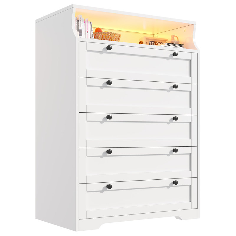 31.3 " W 5 - Drawer Dresser, White