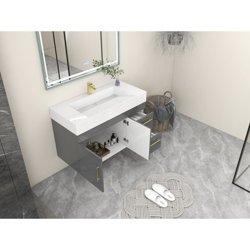 Ensemble de meuble-lavabo simple 42 po, Gris ultrabrillant