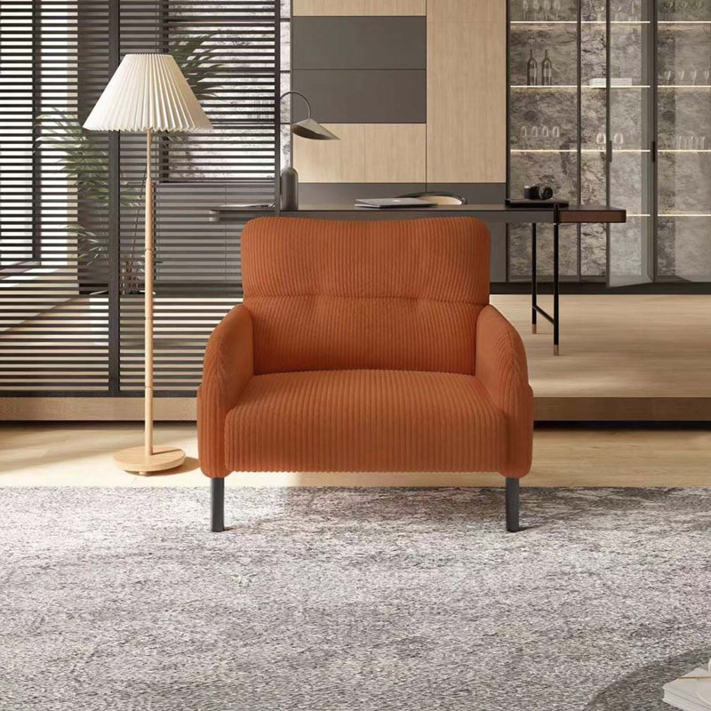 Corduroy Fabric Accent Armchair, Orange