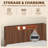 Queen Size Storage Headboard with LED Lights, Charging Station, Wood Frame, Multi-Color RGB App & Remote Control-133222792