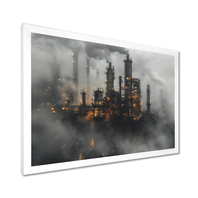 Gris - Fabrication industrielle - Usine, impression d'art mural, Toile encadrée blanche avec une seule photo