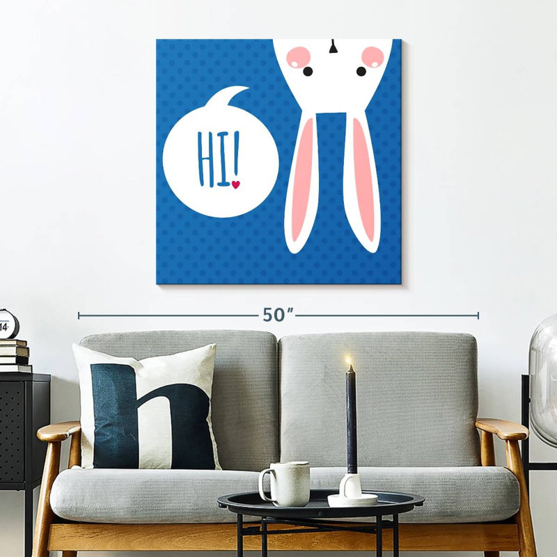 Ashelle saluant lapin, H 30 po x l 30 po