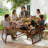 Space Saving Folding Drop Leaf Kitchen Dining Table with 4 Hidden Chairs, Fully Assembled, Walnut, 51"