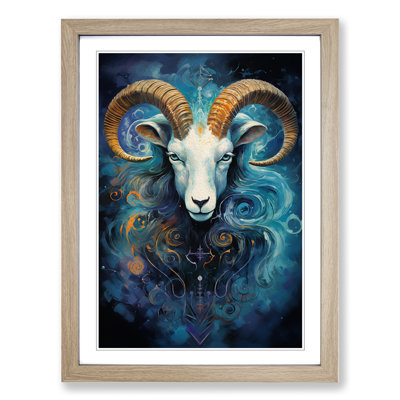 Capricorn Zodiac Modern No.2 - Single Picture Frame Print on Wood