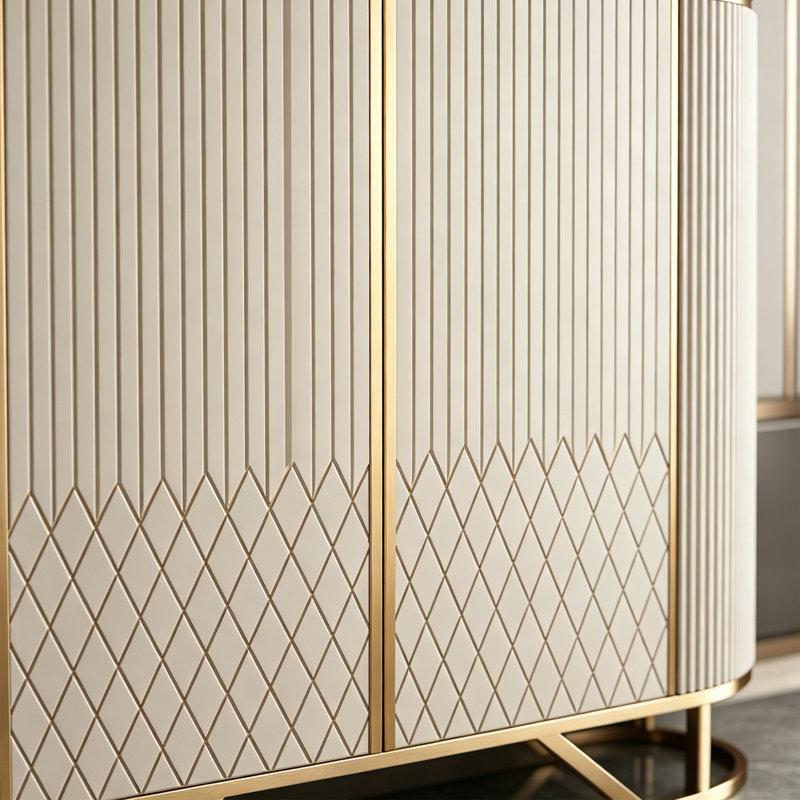 Buffet multifonctionnel de style italien, H 35,43 po x l 47,24 po x P 15,75 po, Beige