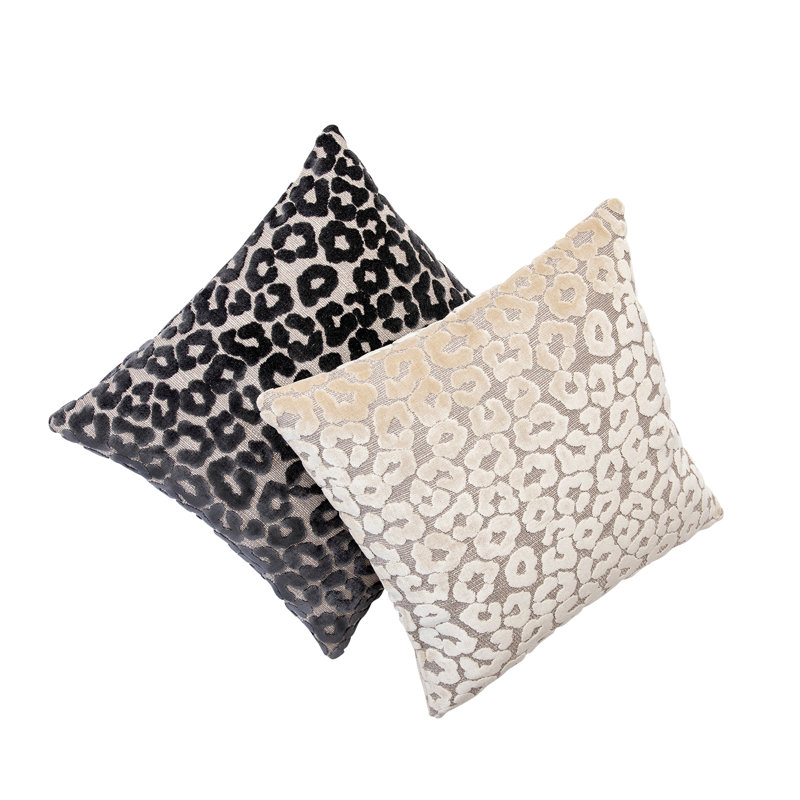 Animal Print Velvet Throw Pillow, 18" x 18", Black