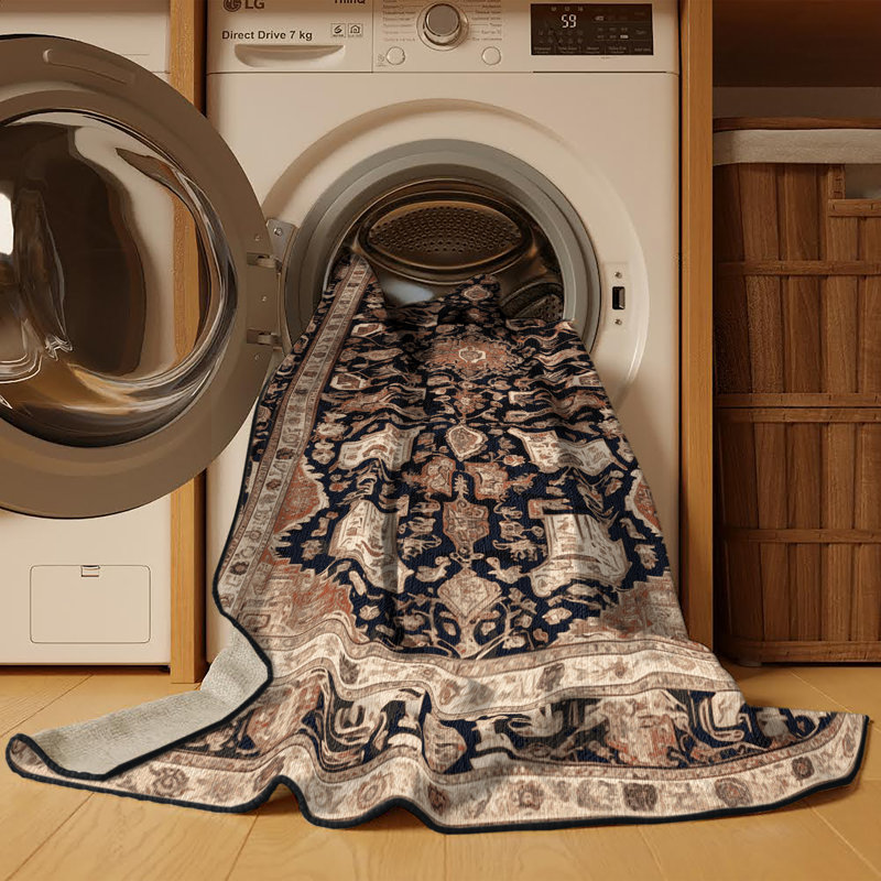 Tapis brun lavable à la machine, Carré 3 pi