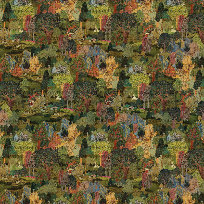 Papier peint rétro tapisserie Woodland, L 44,04 po x l 81 po, Vert