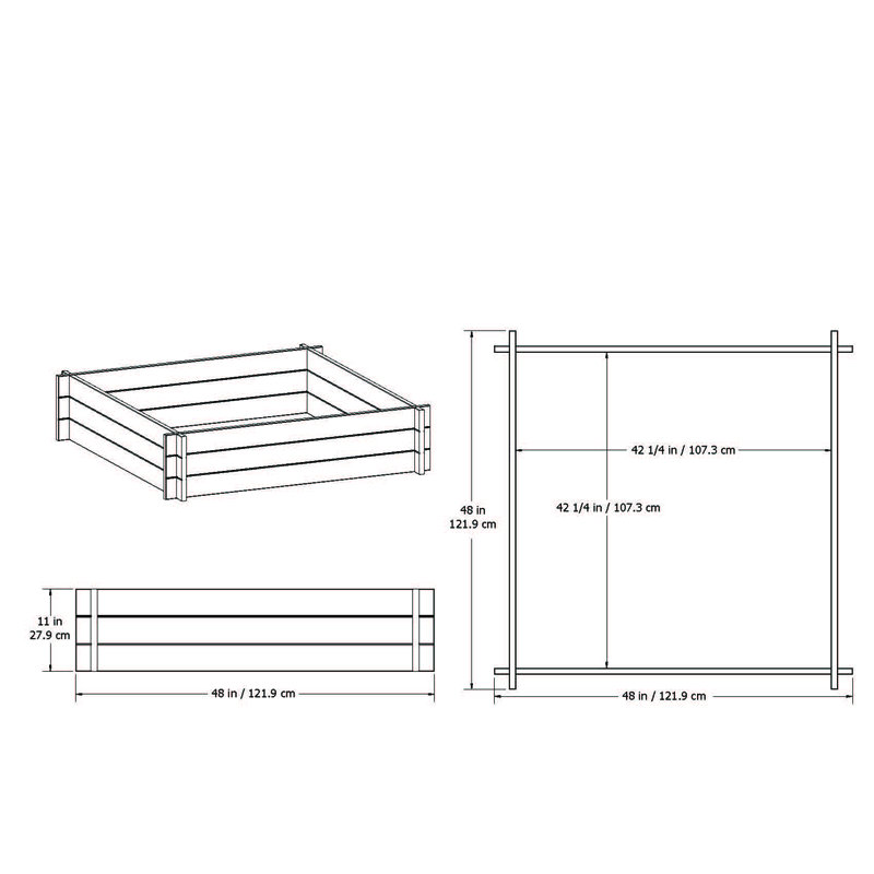 Classic Hudson 48" White Vinyl Raised Garden Bed