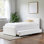 Lit plateforme simple à profil bas Aysha Lasker, blanc, H 36,47 po x l 42,75 po x L 84,83 po