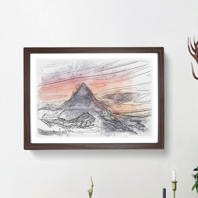 Matterhorn Mountain in Zermatt - Picture Frame Graphic Art Print, Walnut Framed, 36cm H x 48cm W x 2cm D