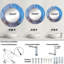Bleu et gris liquide univers - miroir mural moderne rond-446666152