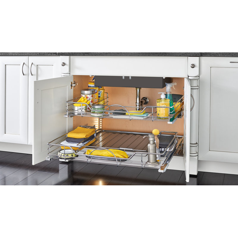 Chrome 33" Under Sink U-Shaped Pull Out Organizer