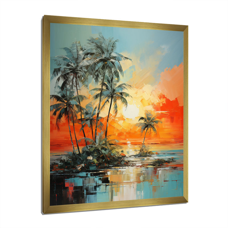«Ampliar Minimalisme Palm Trees Serenade III», reproduction sur toile, H 32 po x l 24 po x P 1 po, Encadrement doré