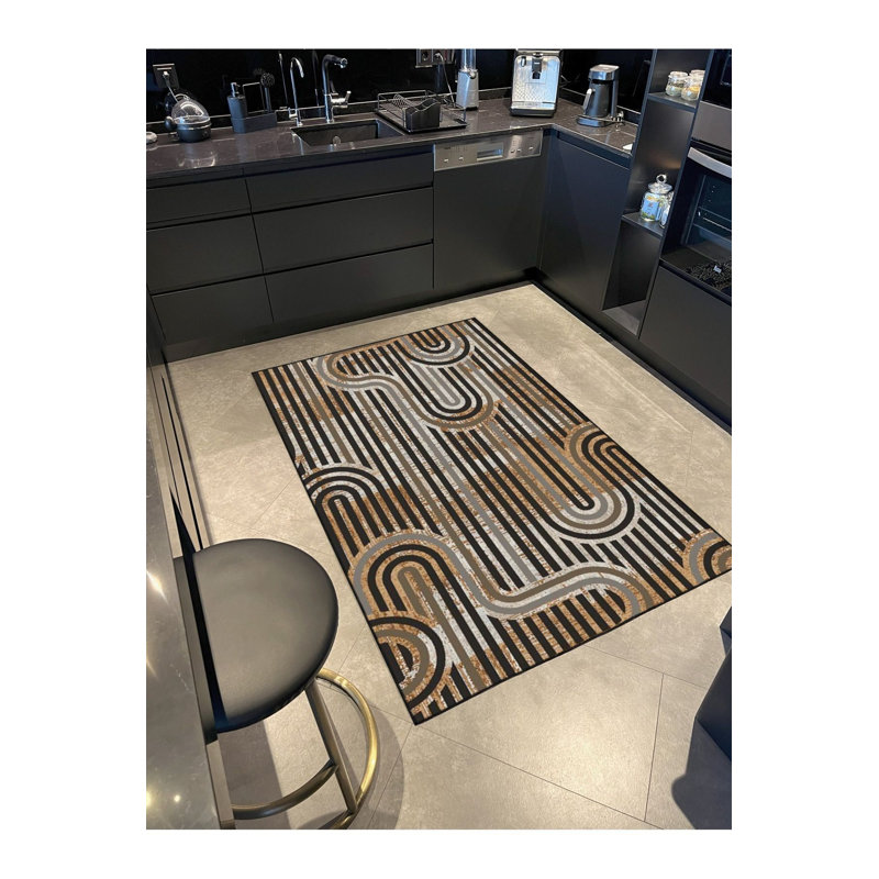 Tapis tissé à motif ondulé vertical lavable, Tapis de couloir 3 pi 3 po x 9 pi 10 po