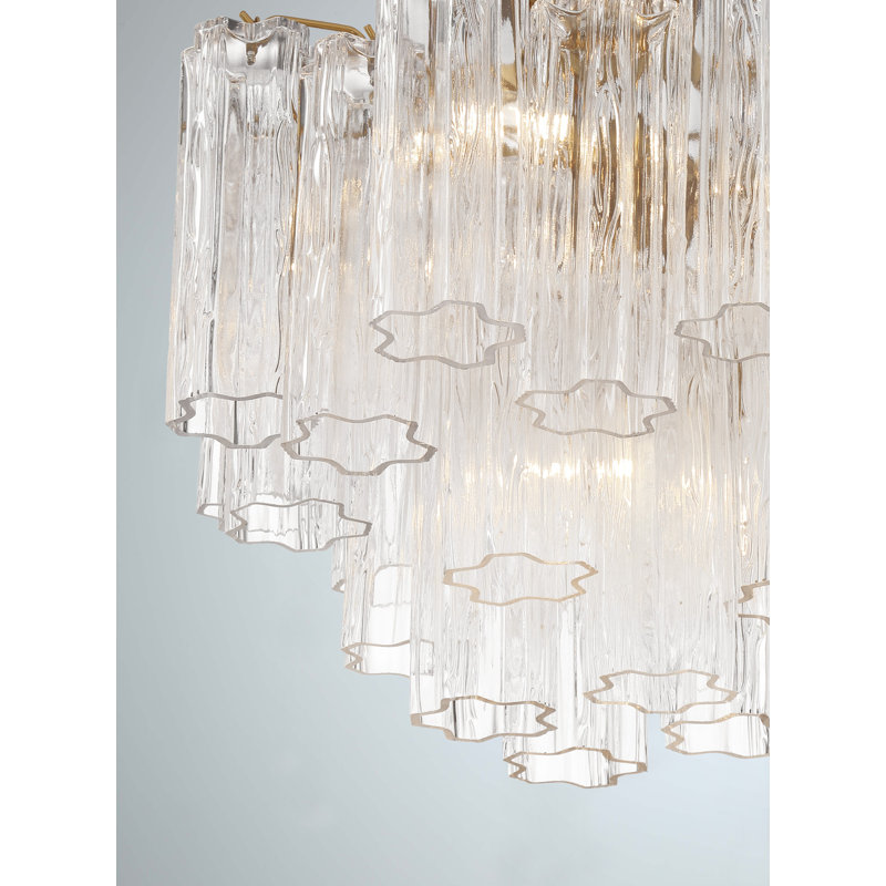 Arras Dimmable Tiered Chandelier, Aged Brass, 13.75" H x 17.75" W x 17.75" D,  Clear