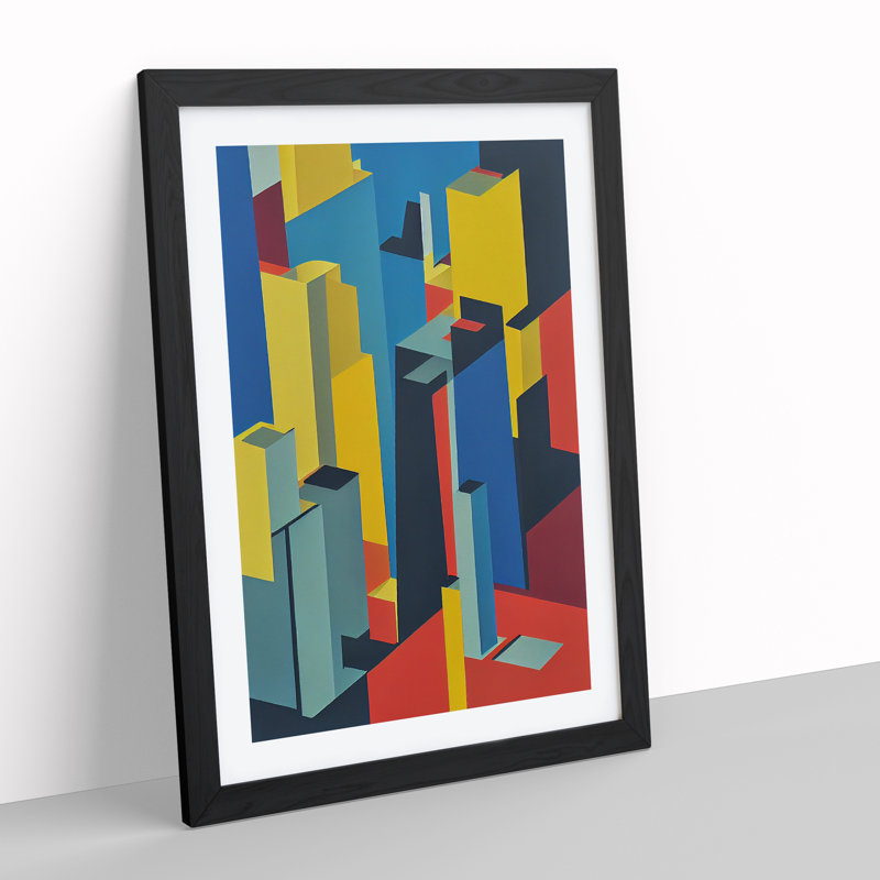 Unique Abstract Architecture No.4 Skyscraper - Wall Art, Black Picture Frame, 66cm H x 48cm W, White