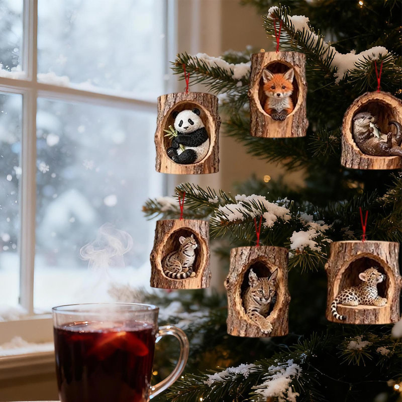 6PC ornements de Noël décorations de Noël pendentifs d'arbre de Noël impression à plat 2 pendentifs en acrylique, D