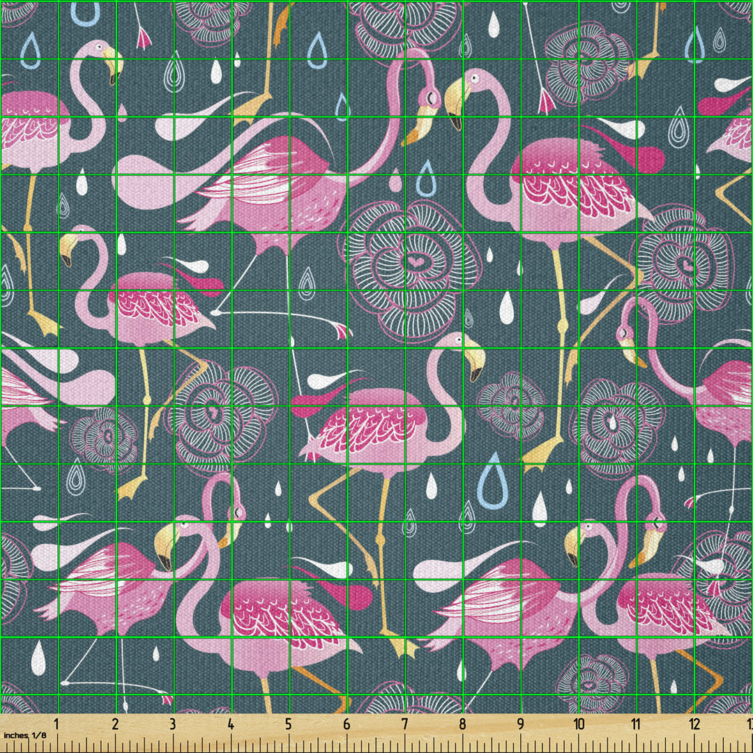 Curlin Exotic Pink Birds with Flowers Multi-Purpose Fabric