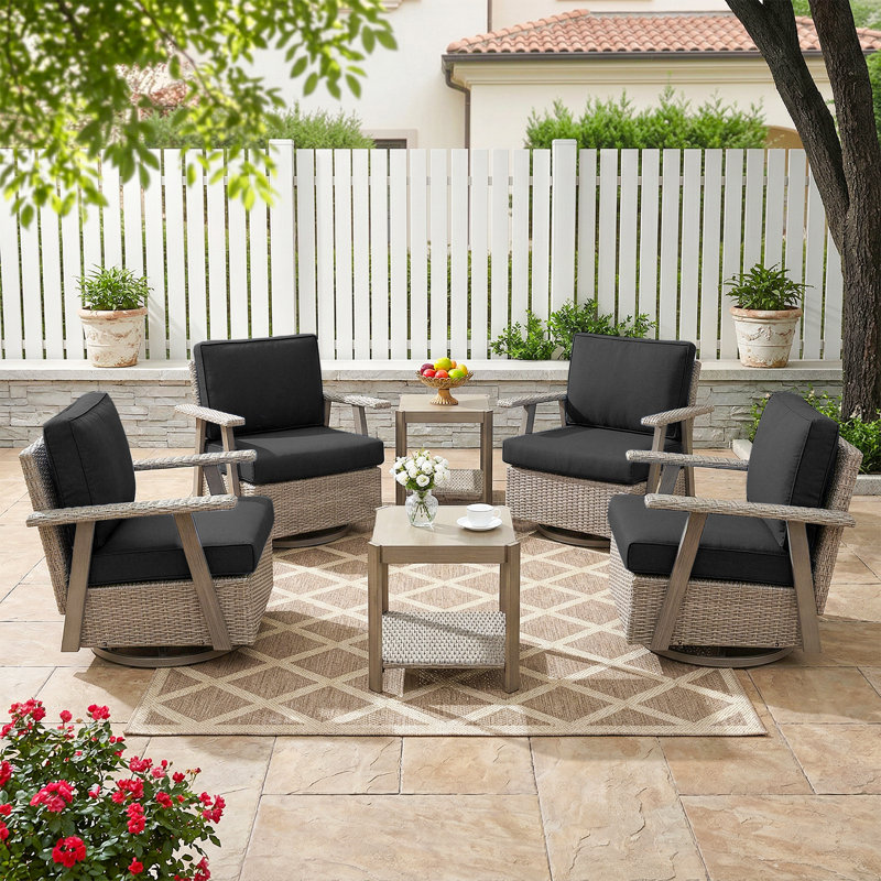 Fauteuil de patio 6 pièces 6 pièces, Noir