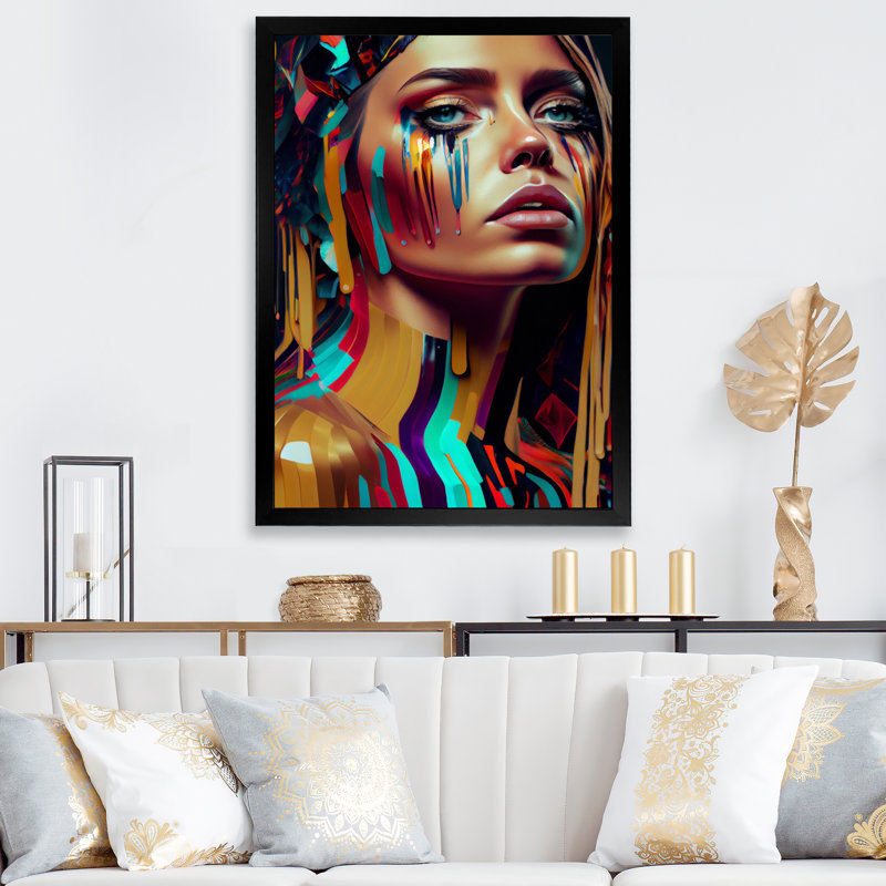«Vibrant Creative Woman Portrait III», impression sur toile, H 20 po x l 12 po x P 1 po, Cadre photo noir