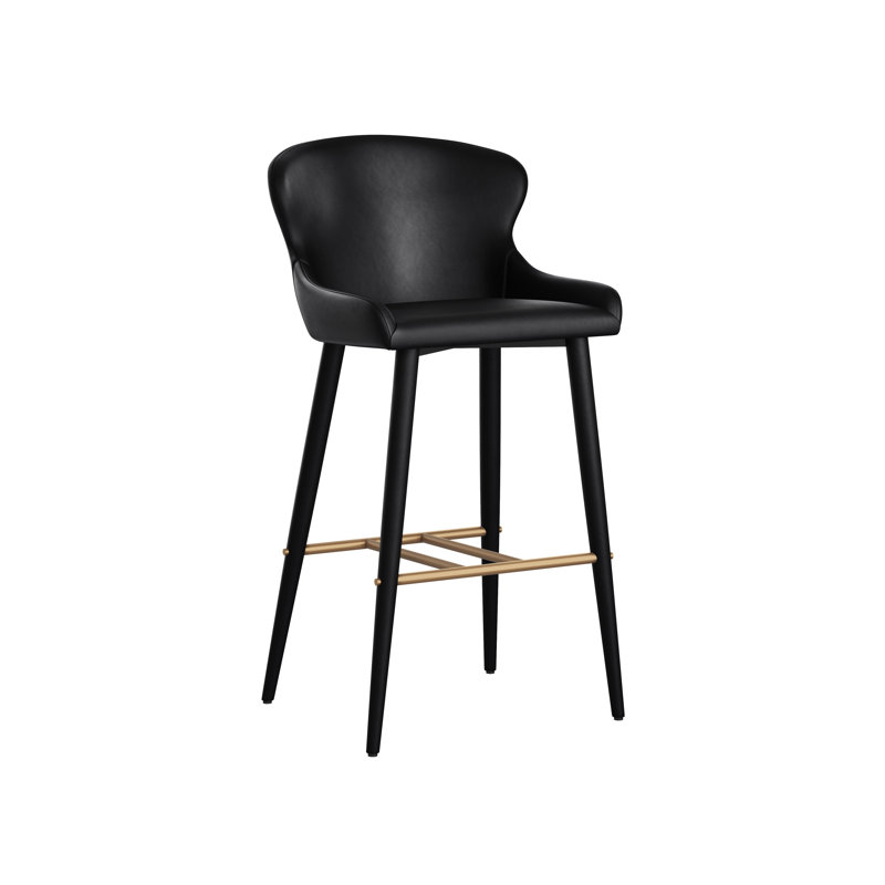 EVORA Upholstered Stool with Metal Frame, Bar Stool (30” Seat Height), Black