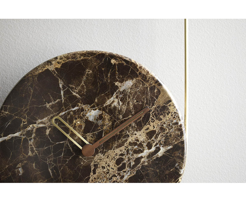 Eslabon Wall Clock, Sahara Noir Marble/Black