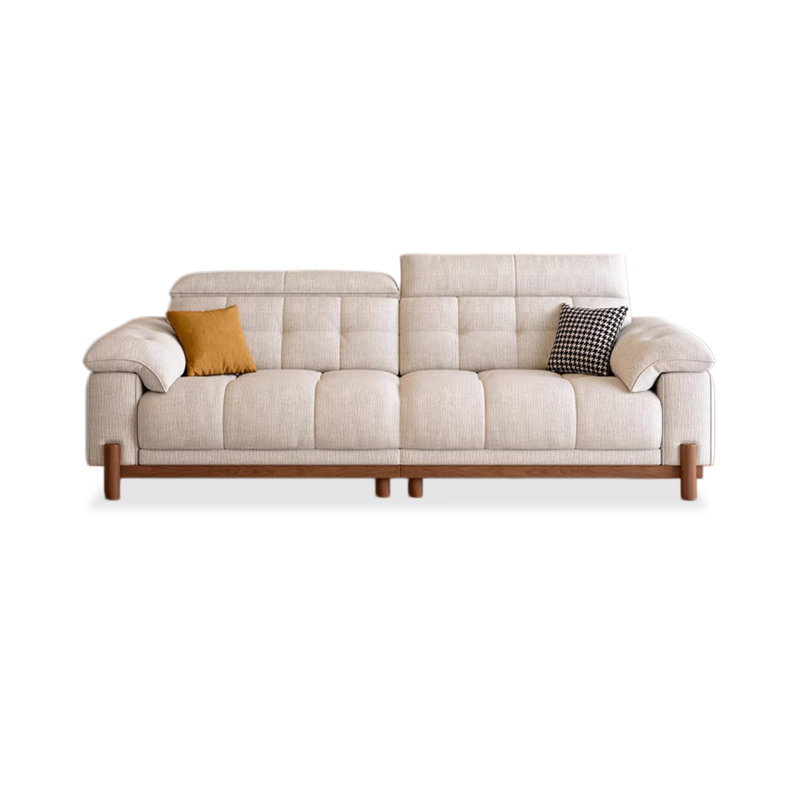 Canapé modulaire en chenille crème et blanc, Chenille crémeux / blanc, H 40,55 po x l 94,49 po x P 39,37 po