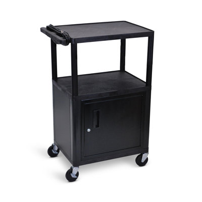 Tuffy High Low Priced Open Shelf Table AV Cart with Locking Cabinet/Electric