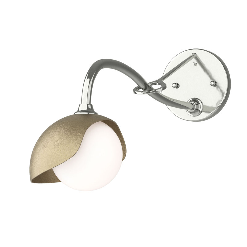 Brooklyn 1 - Light Hardwired Armed Sconce, Sterling, Soft Gold