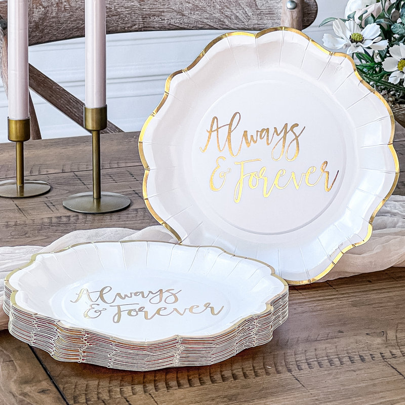 Always & Forever White and Gold 72 Piece Party Tableware Set