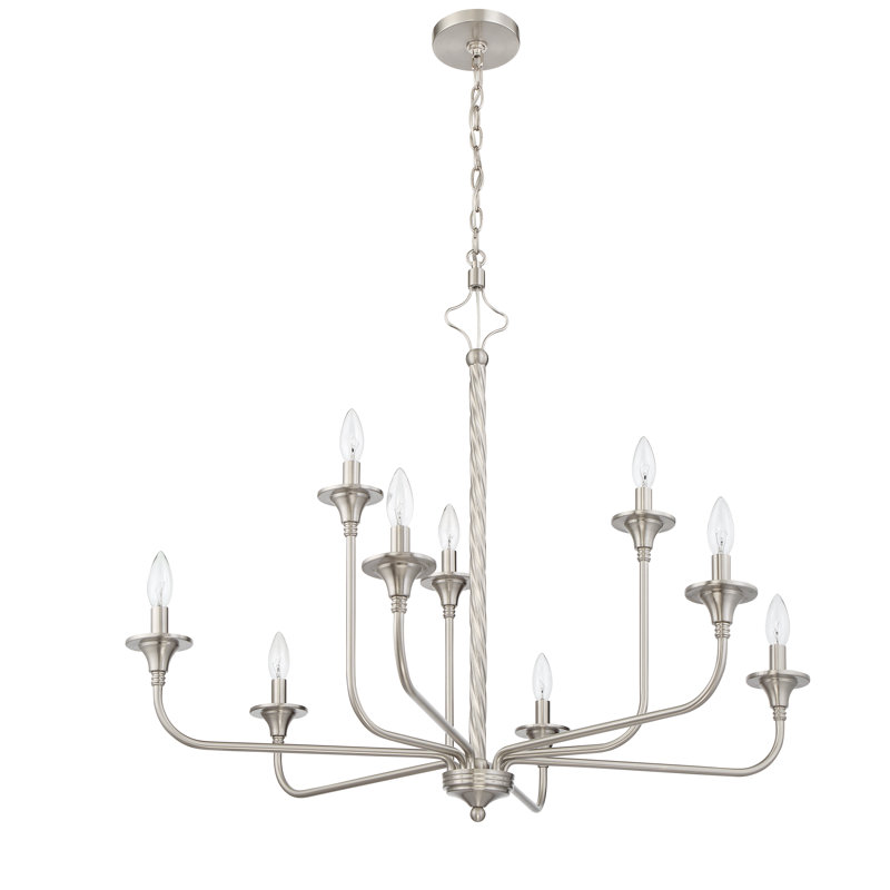 Lustre classique à 9 lumières de style bougie Candyse, Nickel poli brossé