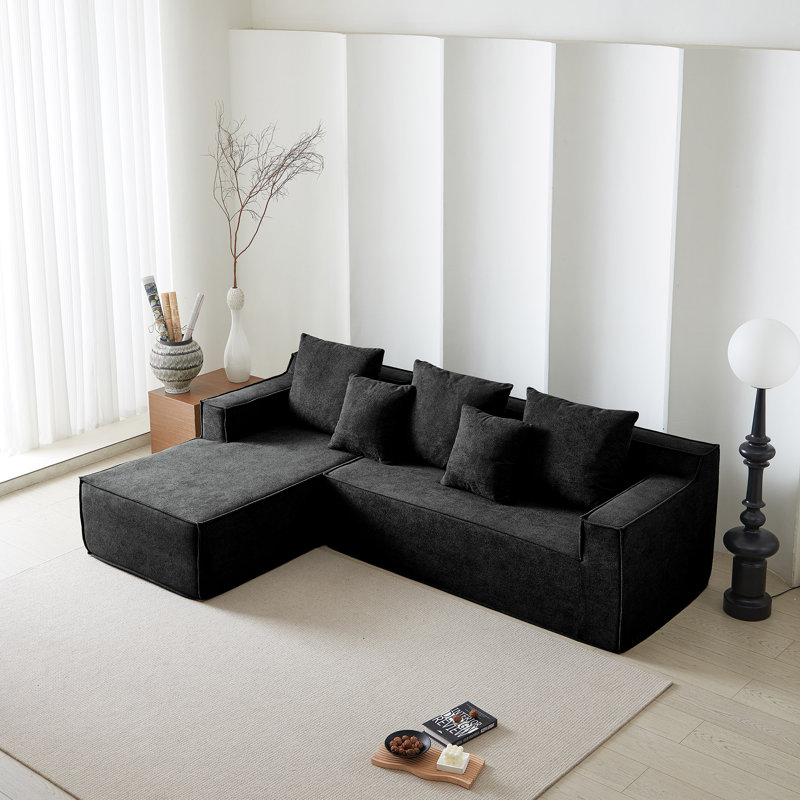 L-Shape Chaise Sectional Sofa, Swans Down, Stain Resistant, No Assembly Required, 7-Seater Sofa for Indoor Living Room and Bedroom