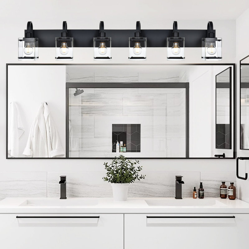 Éclairage pour meuble-lavabo Hamilly, 6, Noir, 9,8 po x l 44,5 po x P 7,2 po