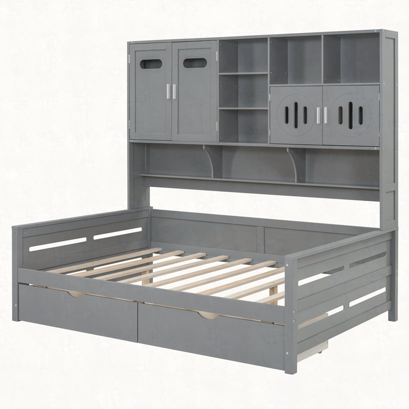 Lit de jour en bois avec 2 tiroirs, armoire et tablette tout-en-un, Simple, Blanc