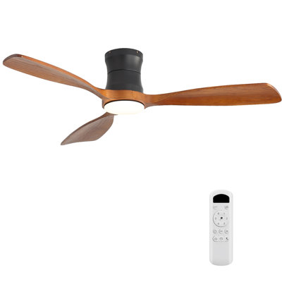 Ventilateur de plafond de 48 pouces avec lumière, DEL à intensité variable avec mémoire, moteur à courant continu silencieux, pales en bois 3F - pour la chambre à coucher, le salon