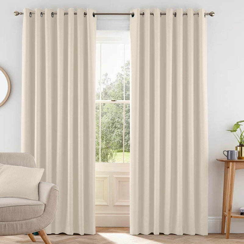 Crisfield Eyelet Blackout Thermal Curtains, 168cm Width X 213cm Height, Cream