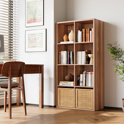 Bibliothèque, 8 compartiments de rangement pour tablettes, bibliothèque à structure épaisse réversible horizontalement et verticalement avec ouverture pour le salon, la chambre à coucher et le bureau à domicile