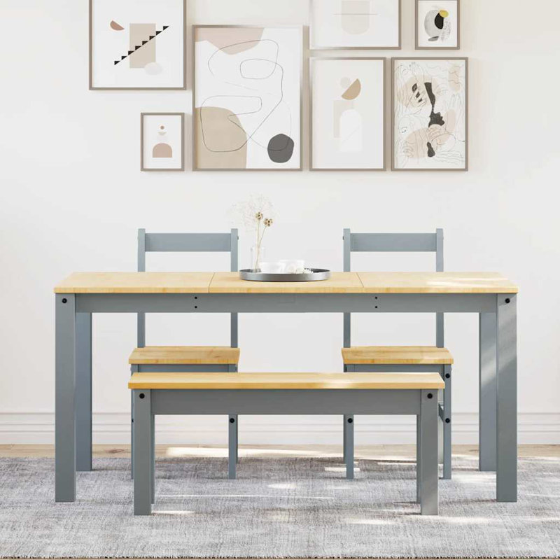 Geremia 4 - Person Wood Patio Dining Set with, Grey, 75cm H x 160cm L x 80cm W