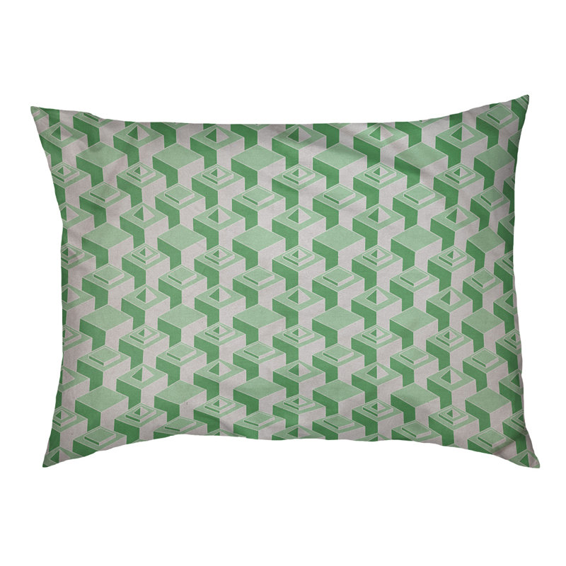 Coussin pour chien intérieur à motif skyscrapers Chen, Grand (l 50 po x P 7 po x H 40 po), Vert / Beige
